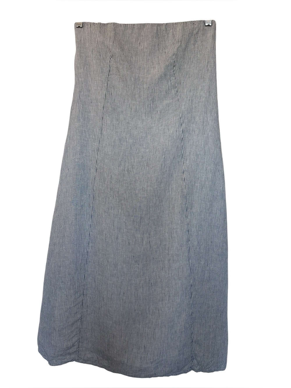 Quince 100% European Linen Strapless Dress Blue Pinstripe Preppy XS